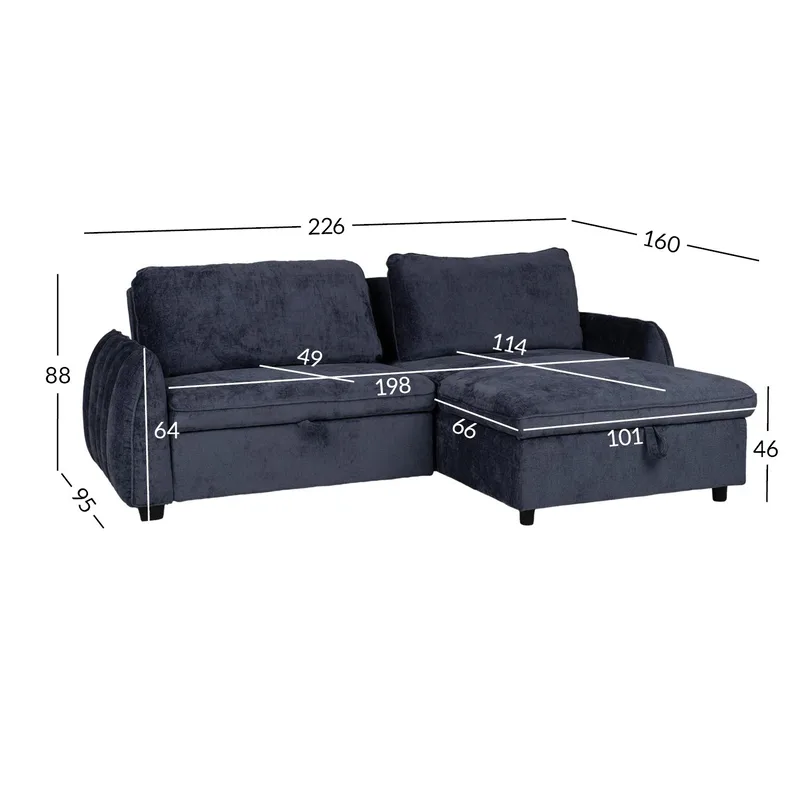 Hjørnesovesofa Klevor - Blå - Møbler - Sofaer - Sovesofaer - Hjørnesovesofa