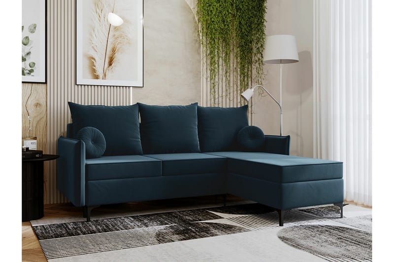 Knocklong 3-seters Hjørnesovesofa - Blå - Møbler - Sofaer - Sovesofaer - Hjørnesovesofa