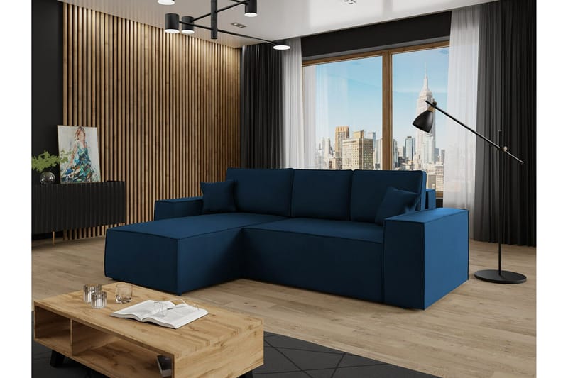 Knocklong 3-seters Hjørnesovesofa - Blå - Møbler - Sofaer - Sovesofaer - Hjørnesovesofa
