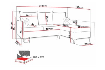 Knocklong 3-seters Hjørnesovesofa - Blå - Møbler - Sofaer - Sovesofaer - Hjørnesovesofa
