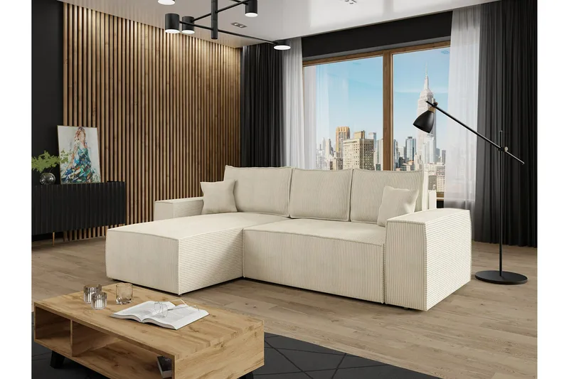 Knocklong 3-seters Hjørnesovesofa - Cream - Møbler - Sofaer - Sovesofaer - Sovesofa divan