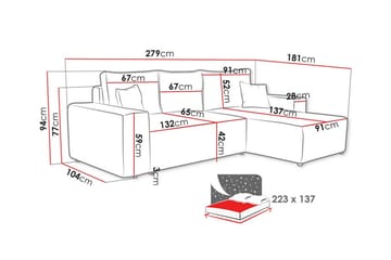Knocklong 3-seters Hjørnesovesofa - Cream - Møbler - Sofaer - Sovesofaer - Sovesofa divan