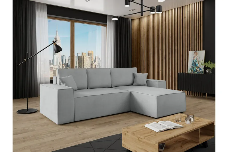 Knocklong 3-seters Hjørnesovesofa - Grå - Møbler - Sofaer - Sovesofaer - Hjørnesovesofa