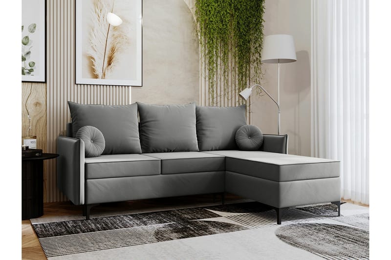 Knocklong 3-seters Hjørnesovesofa - Grå - Møbler - Sofaer - Sovesofaer - Hjørnesovesofa