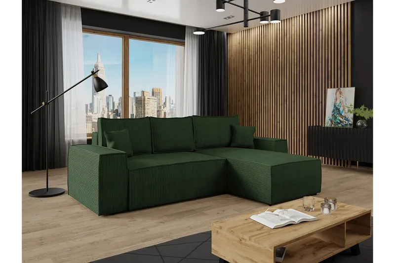 Knocklong 3-seters Hjørnesovesofa - Grøn - Møbler - Sofaer - Sovesofaer - Hjørnesovesofa