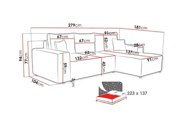 Knocklong 3-seters Hjørnesovesofa - Grøn - Møbler - Sofaer - Sovesofaer - Hjørnesovesofa