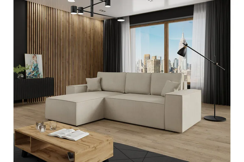 Knocklong 3-seters Hjørnesovesofa - Lyse brun - Møbler - Sofaer - Sovesofaer - Hjørnesovesofa