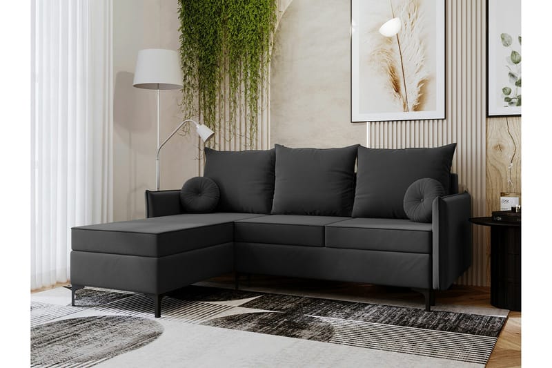 Knocklong 3-seters Hjørnesovesofa - Mørkegrå - Møbler - Sofaer - Sovesofaer - Hjørnesovesofa