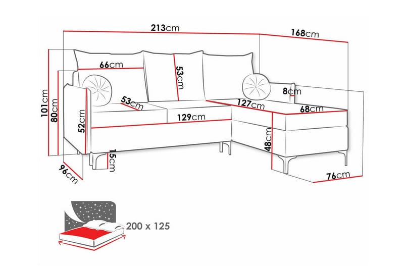 Knocklong 3-seters Hjørnesovesofa - Mørkegrå - Møbler - Sofaer - Sovesofaer - Hjørnesovesofa