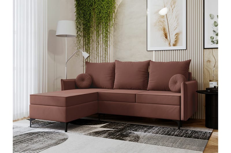 Knocklong 3-seters Hjørnesovesofa - Rosa - Møbler - Sofaer - Sovesofaer - Hjørnesovesofa
