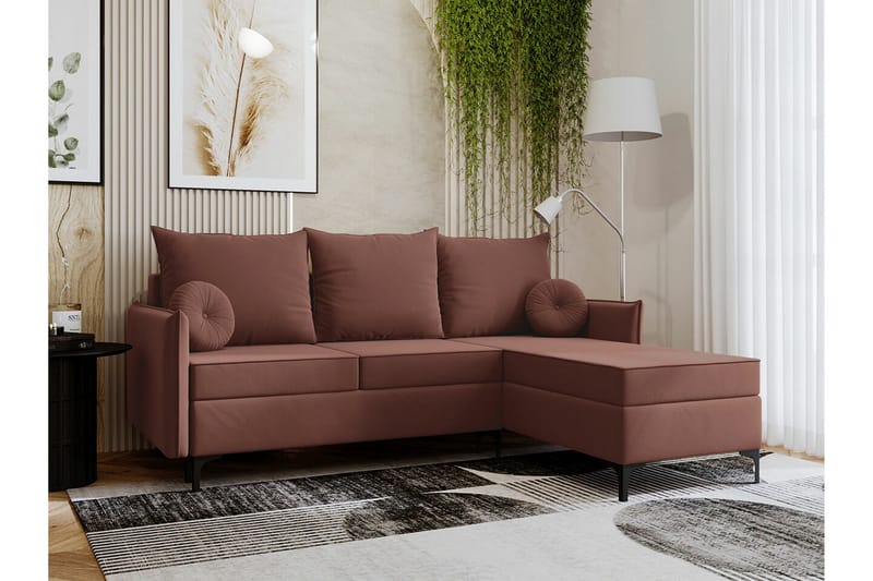 Knocklong 3-seters Hjørnesovesofa - Rosa - Møbler - Sofaer - Sovesofaer - Hjørnesovesofa