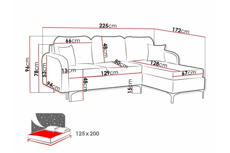 Knocklong 3-seters hjørnesovesofa - Møbler - Sofaer - Sovesofaer - Hjørnesovesofa