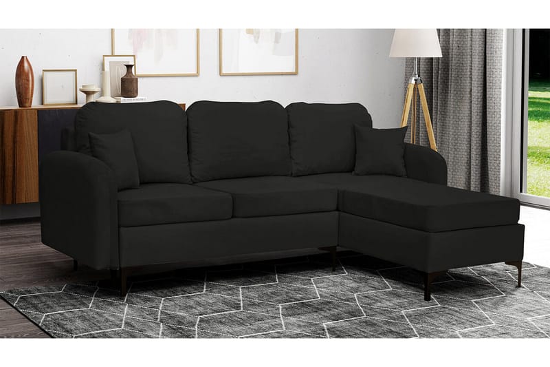 Knocklong 3-sits Hörnbäddsoffa Black - Møbler - Sofaer - Sovesofaer - Hjørnesovesofa