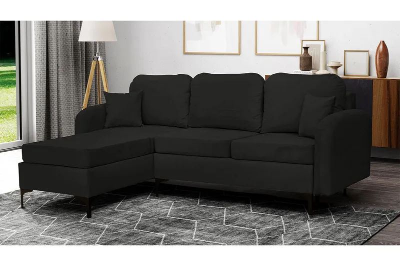 Knocklong 3-sits Hörnbäddsoffa NO_BRAND Black - Møbler - Sofaer - Sovesofaer - Hjørnesovesofa