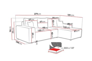 Knocklong 3-sits Hörnbäddsoffa NO_BRAND blue - Møbler - Sofaer - Sovesofaer - Hjørnesovesofa