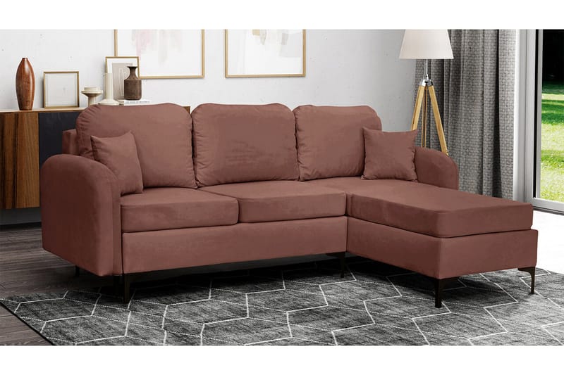Knocklong 3-sits Hörnbäddsoffa NO_BRAND Brown - Møbler - Sofaer - Sovesofaer - Hjørnesovesofa