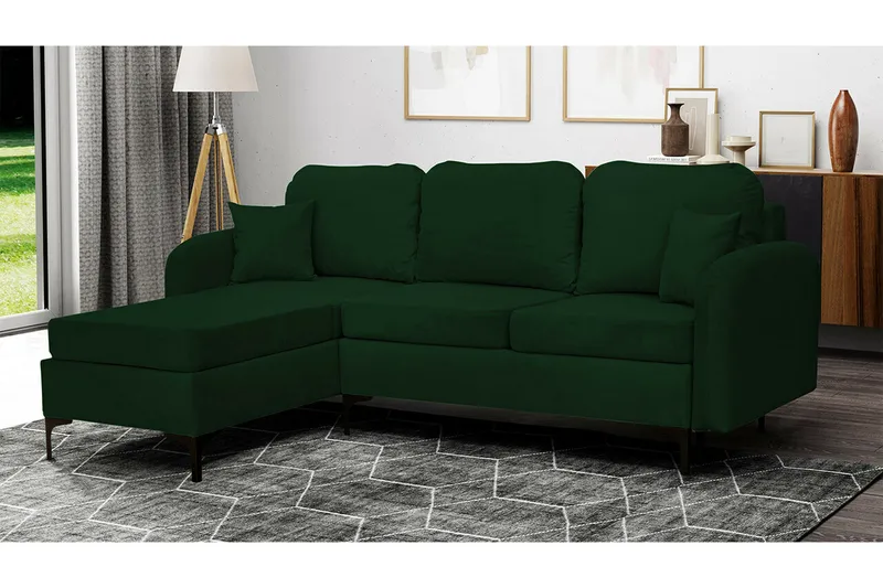 Knocklong 3-sits Hörnbäddsoffa NO_BRAND Dark green - Møbler - Sofaer - Sovesofaer - Hjørnesovesofa