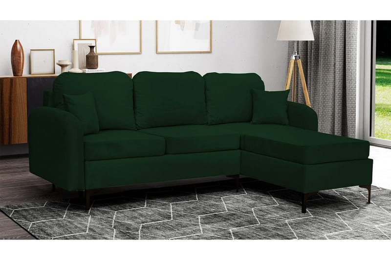 Knocklong 3-sits Hörnbäddsoffa NO_BRAND Dark green - Møbler - Sofaer - Sovesofaer - Sovesofa divan