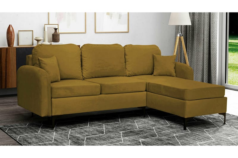 Knocklong 3-sits Hörnbäddsoffa NO_BRAND Yellow-Green - Møbler - Sofaer - Sovesofaer - Hjørnesovesofa