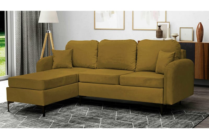 Knocklong 3-sits Hörnbäddsoffa NO_BRAND Yellow/Green - Møbler - Sofaer - Sovesofaer - Hjørnesovesofa