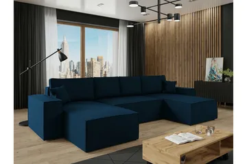 Knocklong 4-seters Hjørnesovesofa - Blå - Møbler - Sofaer - Sovesofaer - Hjørnesovesofa