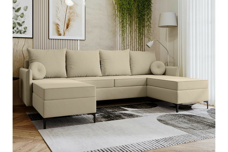 Knocklong 4-seters Hjørnesovesofa - Cream - Møbler - Sofaer - Sovesofaer - Hjørnesovesofa