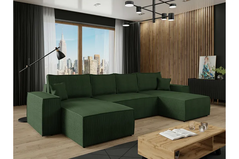 Knocklong 4-seters Hjørnesovesofa - Grøn - Møbler - Sofaer - Sovesofaer - Hjørnesovesofa