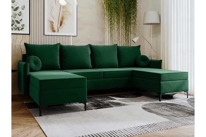 Knocklong 4-seters Hjørnesovesofa - Grøn - Møbler - Sofaer - Sovesofaer - Hjørnesovesofa