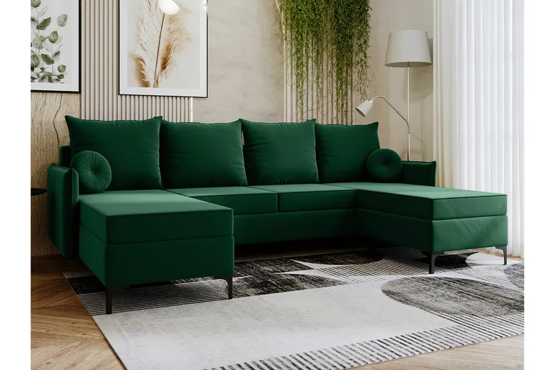 Knocklong 4-seters Hjørnesovesofa - Grøn - Møbler - Sofaer - Sovesofaer - Hjørnesovesofa