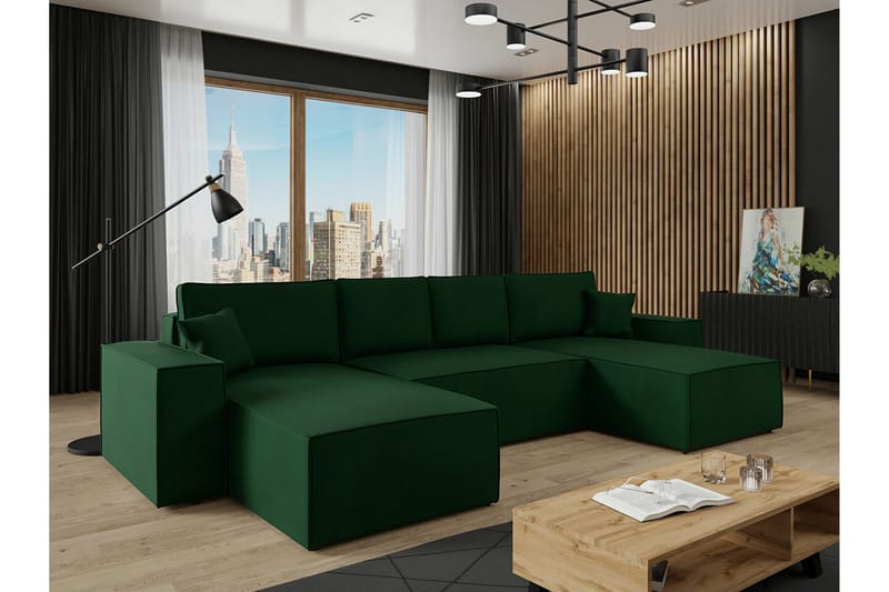 Knocklong 4-seters Hjørnesovesofa - Grøn - Møbler - Sofaer - Sovesofaer - Hjørnesovesofa