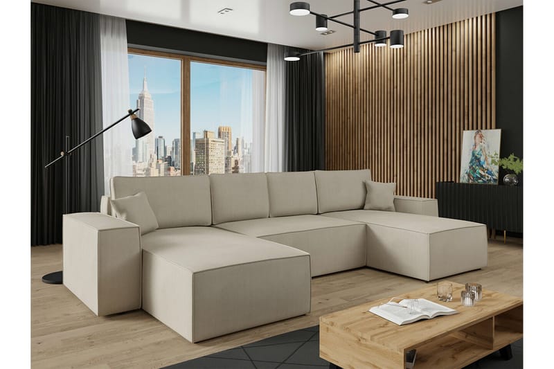 Knocklong 4-seters Hjørnesovesofa - Lyse brun - Møbler - Sofaer - Sovesofaer - Hjørnesovesofa