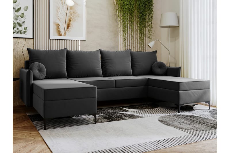 Knocklong 4-seters Hjørnesovesofa - Mørkegrå - Møbler - Sofaer - Sovesofaer - Hjørnesovesofa