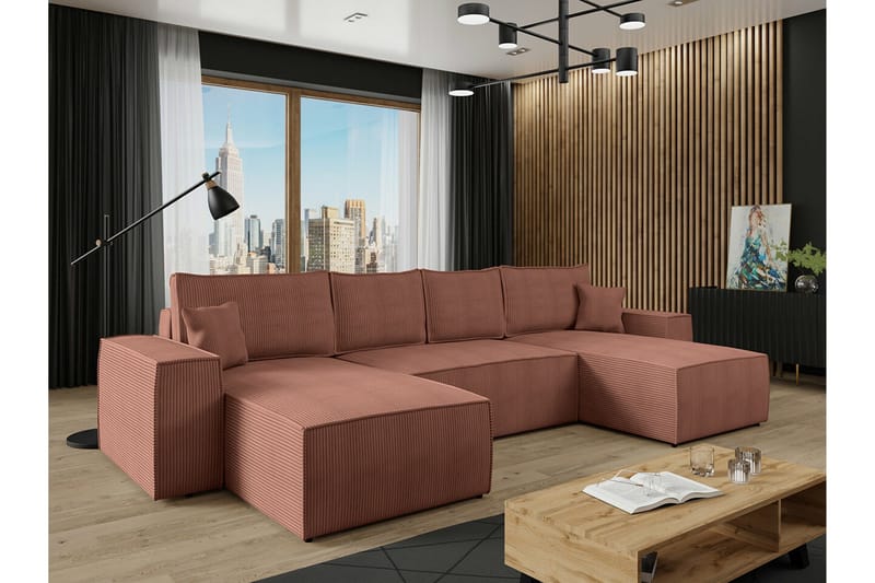 Knocklong 4-seters Hjørnesovesofa - Rosa - Møbler - Sofaer - Sovesofaer - Hjørnesovesofa