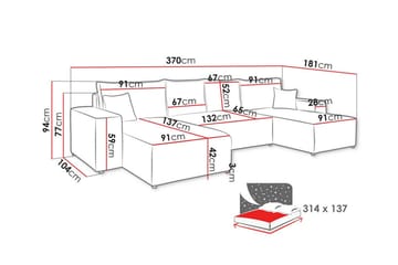 Knocklong 4-seters Hjørnesovesofa - Svart - Møbler - Sofaer - Sovesofaer - Hjørnesovesofa