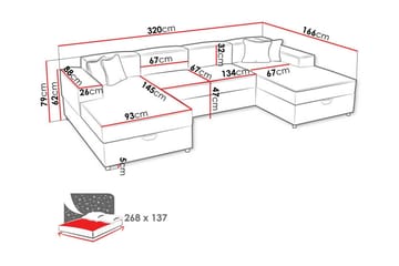 Knocklong 4-seters Hjørnesovesofa - Møbler - Sofaer - Sovesofaer - Hjørnesovesofa