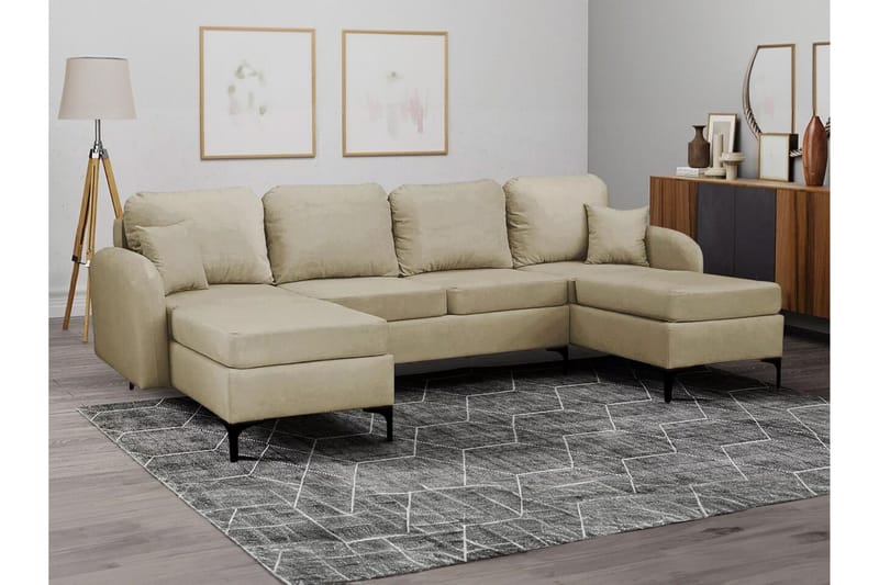 Knocklong 4-sits Hörnbäddsoffa beige - Møbler - Sofaer - Sovesofaer - Hjørnesovesofa