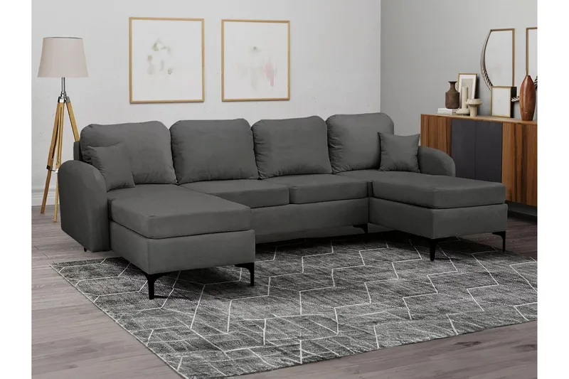 Knocklong 4-sits Hörnbäddsoffa Dark grey - Møbler - Sofaer - Sovesofaer - Hjørnesovesofa