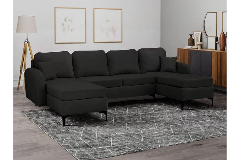 Knocklong 4-sits Hörnbäddsoffa NO_BRAND Black - Møbler - Sofaer - Sovesofaer - Sovesofa divan
