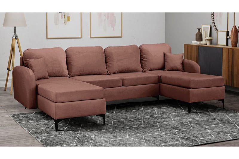 Knocklong 4-sits Hörnbäddsoffa NO_BRAND Brown - Møbler - Sofaer - Sovesofaer - Hjørnesovesofa