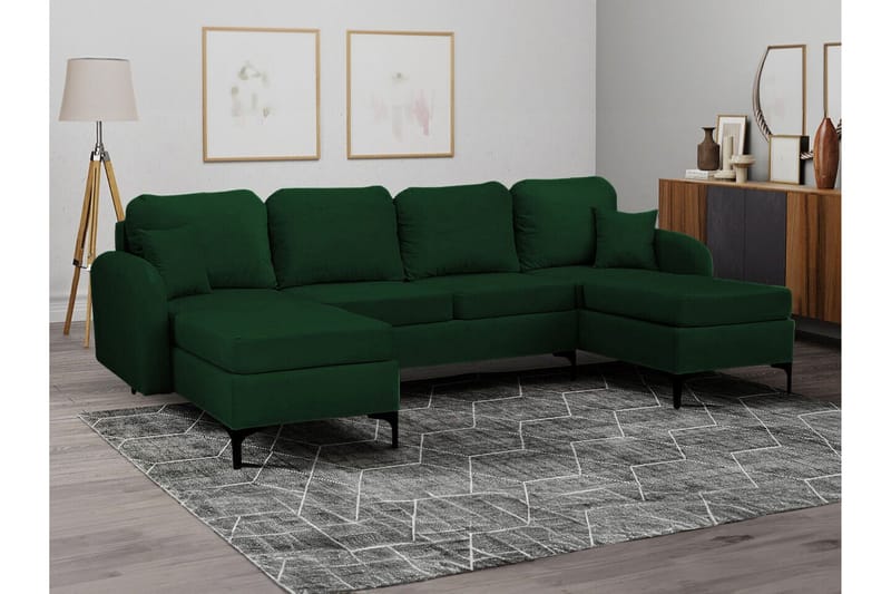Knocklong 4-sits Hörnbäddsoffa NO_BRAND Dark green - Møbler - Sofaer - Sovesofaer - Sovesofa divan