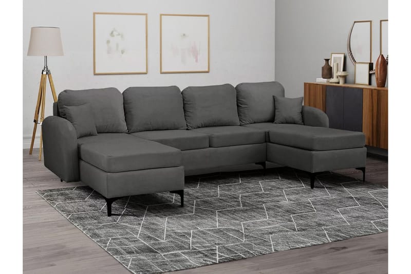 Knocklong 4-sits Hörnbäddsoffa NO_BRAND Dark grey - Møbler - Sofaer - Sovesofaer - Sovesofa divan