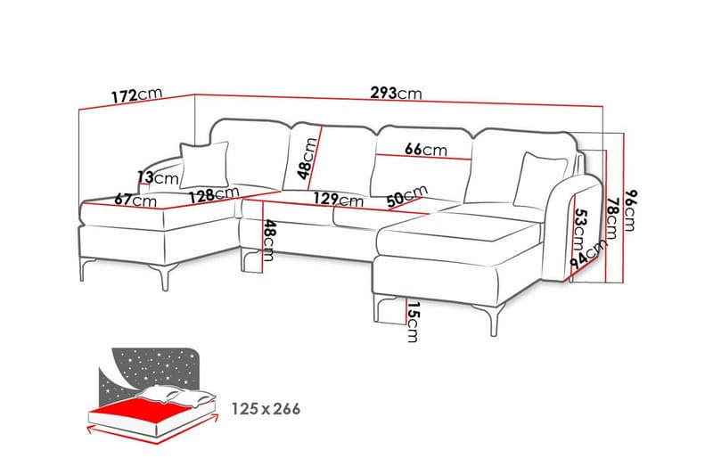 Knocklong 4-sits Hörnbäddsoffa NO_BRAND Yellow-Green - Møbler - Sofaer - Sovesofaer - Hjørnesovesofa