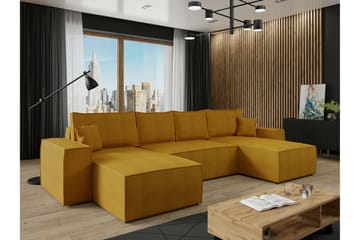 Knocklong 4-sits Hörnbäddsoffa NO_BRAND Yellow - Møbler - Sofaer - Sovesofaer - Hjørnesovesofa