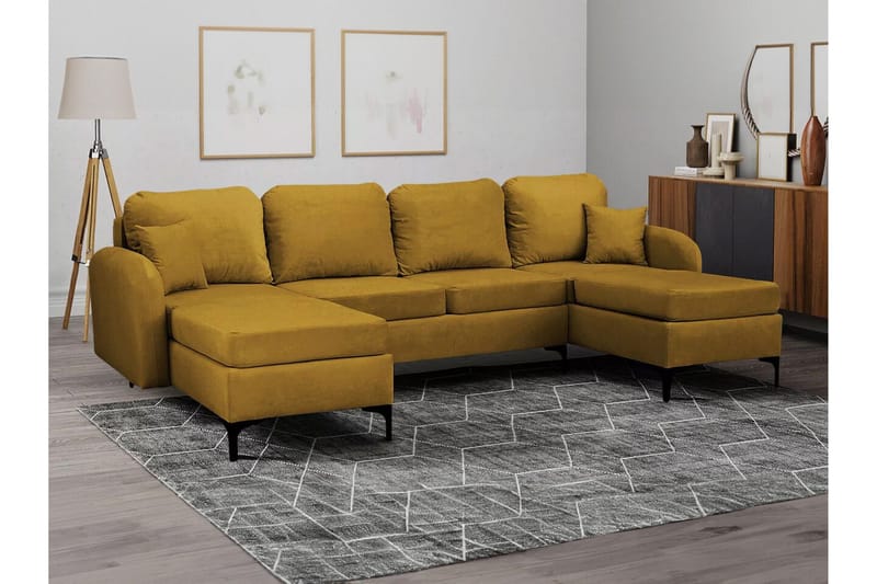 Knocklong 4-sits Hörnbäddsoffa Yellow-Green - Møbler - Sofaer - Sovesofaer - Hjørnesovesofa