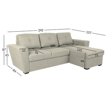 Hjørnesovesofa Korsvik - Beige - Møbler - Sofaer - Sovesofaer - Hjørnesovesofa
