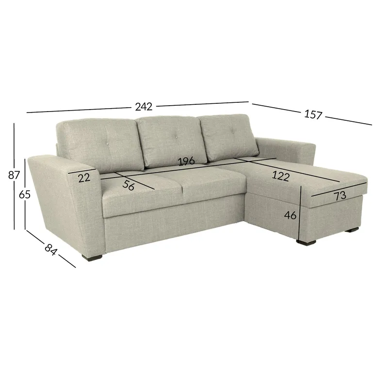 Hjørnesovesofa Korsvik - Beige - Møbler - Sofaer - Sovesofaer - Hjørnesovesofa