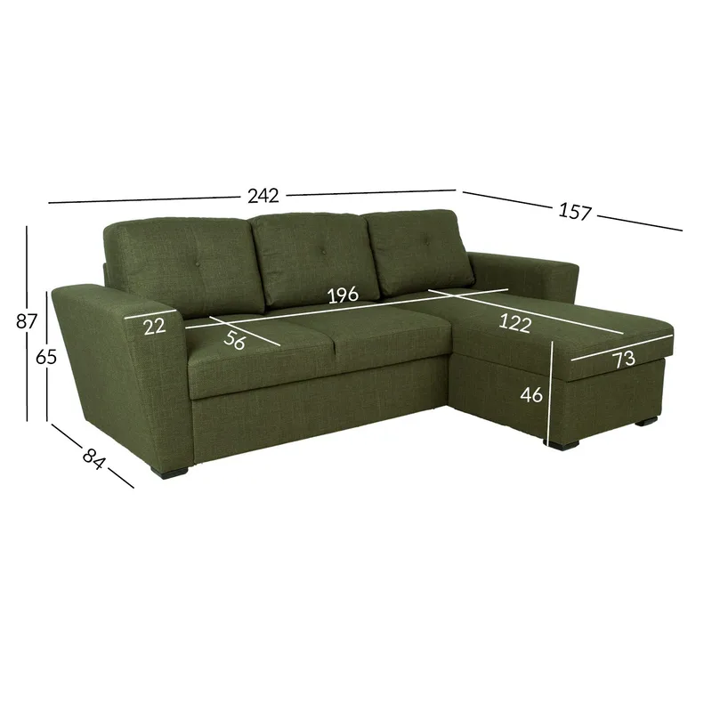 Hjørnesovesofa Korsvik - Grønn - Møbler - Sofaer - Sovesofaer - Langsgående sovesofa