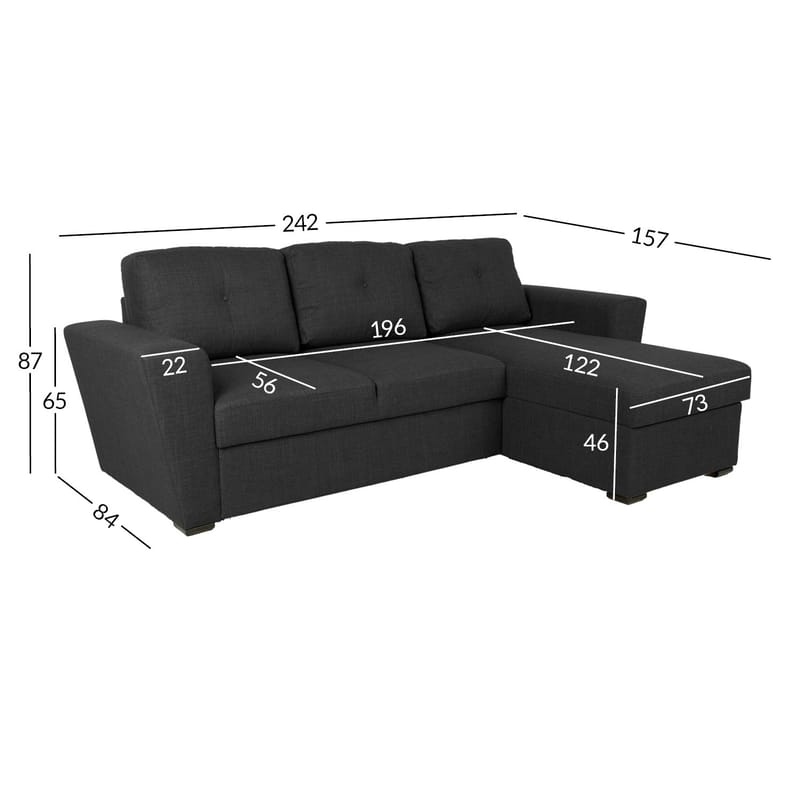 Hjørnesovesofa Korsvik - Mørk grå - Møbler - Sofaer - Sovesofaer - Hjørnesovesofa