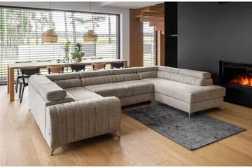 Kotori Hjørnesovesofa m. Sjeselong - Beige - Møbler - Sofaer - Sovesofaer - Hjørnesovesofa