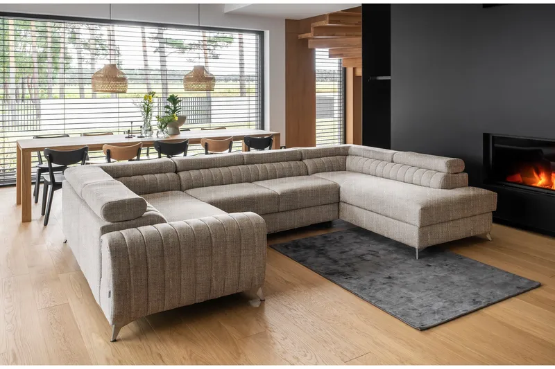 Kotori Hjørnesovesofa m. Sjeselong - Beige - Møbler - Sofaer - Sovesofaer - Hjørnesovesofa